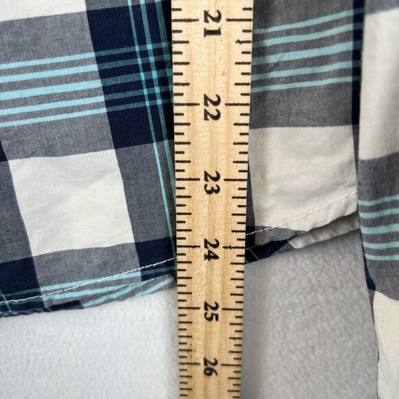 Hollister Western Shirt Mens Medium Blue White Plaid Pearl Snap Cowboy‎ Rodeo M - Picture 5 of 7